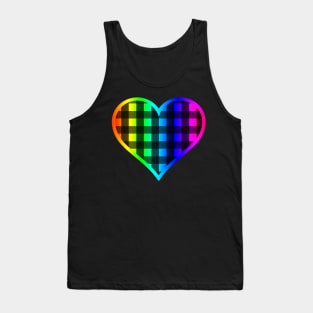 Double Rainbow and Black Buffalo Plaid Heart Tank Top